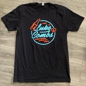 Luke Combs men’s black t shirt size large 2019 tour Beer Never Broke my heart